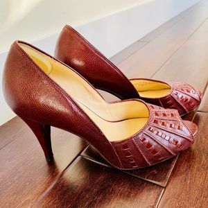 Cole Haan Nike Air Burgundy Peep-Toe Heels